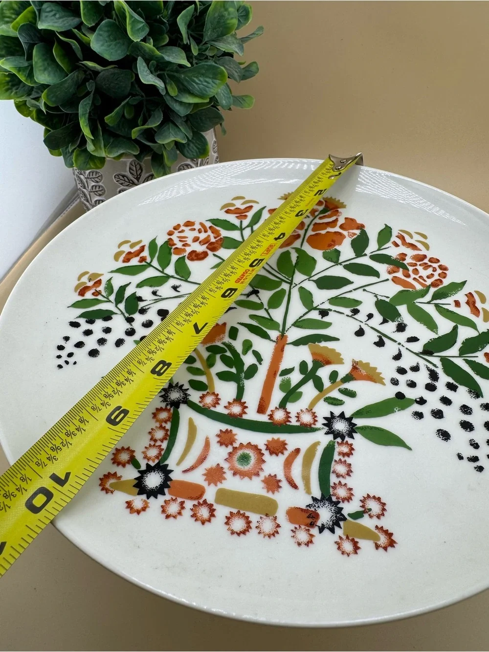 Vintage Made in Japan Porcelain Pedestal Cake Stand Floral Folk Art 10”